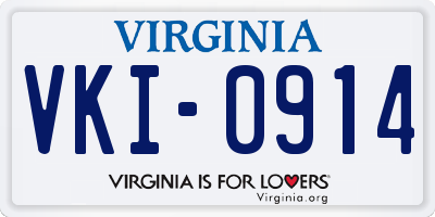 VA license plate VKI0914