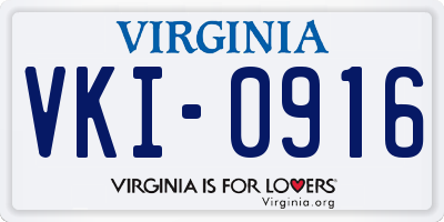 VA license plate VKI0916