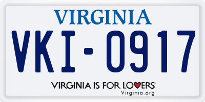 VA license plate VKI0917