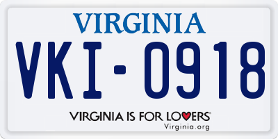 VA license plate VKI0918