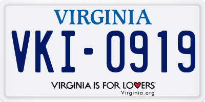 VA license plate VKI0919
