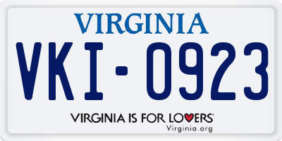 VA license plate VKI0923