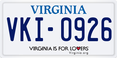 VA license plate VKI0926