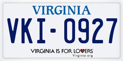 VA license plate VKI0927