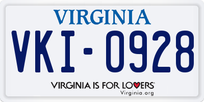 VA license plate VKI0928