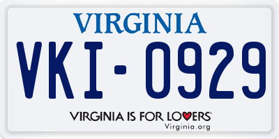 VA license plate VKI0929