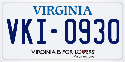 VA license plate VKI0930