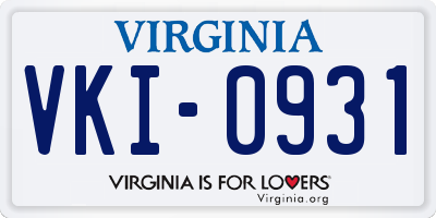 VA license plate VKI0931