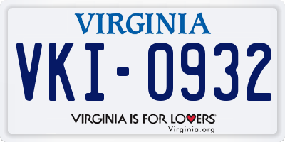 VA license plate VKI0932