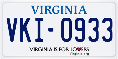 VA license plate VKI0933