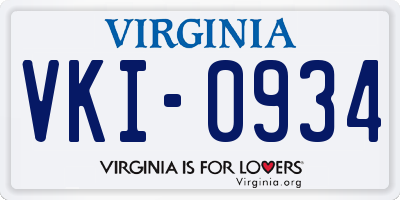 VA license plate VKI0934