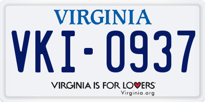 VA license plate VKI0937