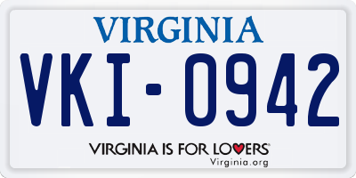 VA license plate VKI0942