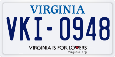 VA license plate VKI0948