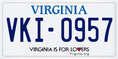 VA license plate VKI0957