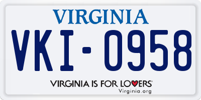 VA license plate VKI0958