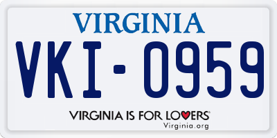 VA license plate VKI0959