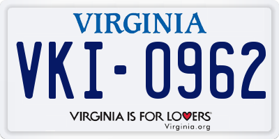 VA license plate VKI0962