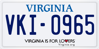 VA license plate VKI0965