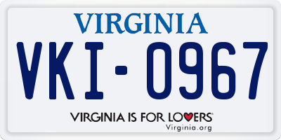 VA license plate VKI0967