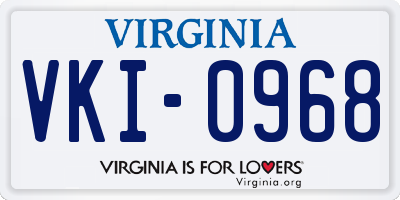 VA license plate VKI0968