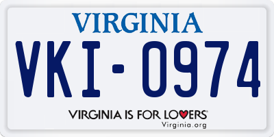 VA license plate VKI0974