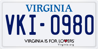 VA license plate VKI0980