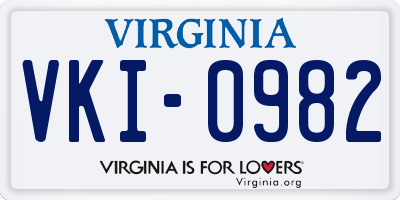 VA license plate VKI0982