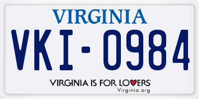 VA license plate VKI0984