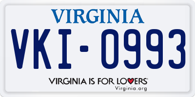 VA license plate VKI0993