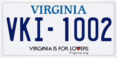 VA license plate VKI1002
