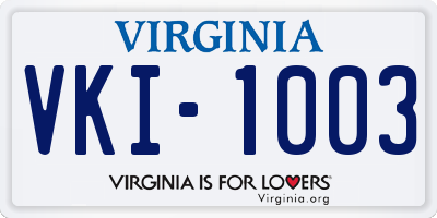 VA license plate VKI1003
