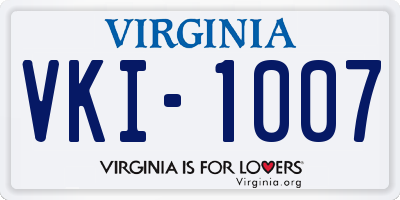 VA license plate VKI1007