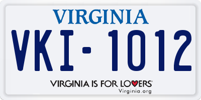 VA license plate VKI1012