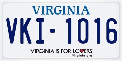 VA license plate VKI1016