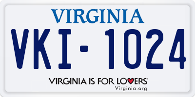 VA license plate VKI1024