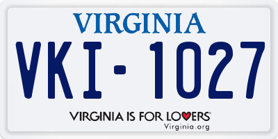 VA license plate VKI1027
