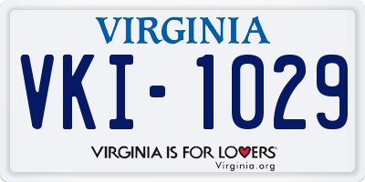 VA license plate VKI1029