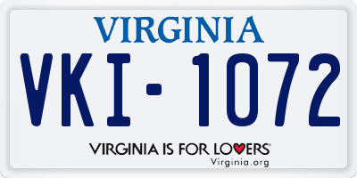 VA license plate VKI1072