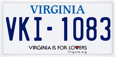 VA license plate VKI1083