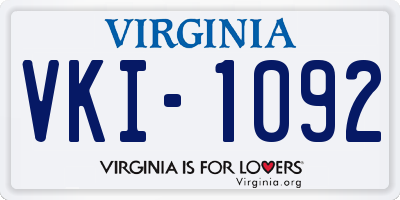 VA license plate VKI1092