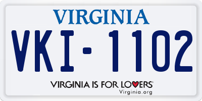VA license plate VKI1102