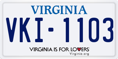 VA license plate VKI1103