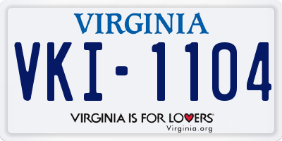 VA license plate VKI1104