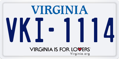 VA license plate VKI1114