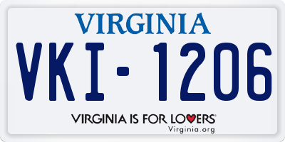 VA license plate VKI1206