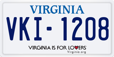 VA license plate VKI1208