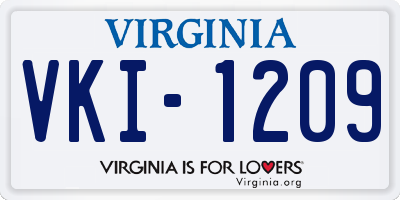 VA license plate VKI1209
