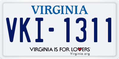 VA license plate VKI1311