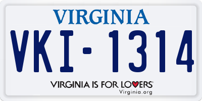 VA license plate VKI1314